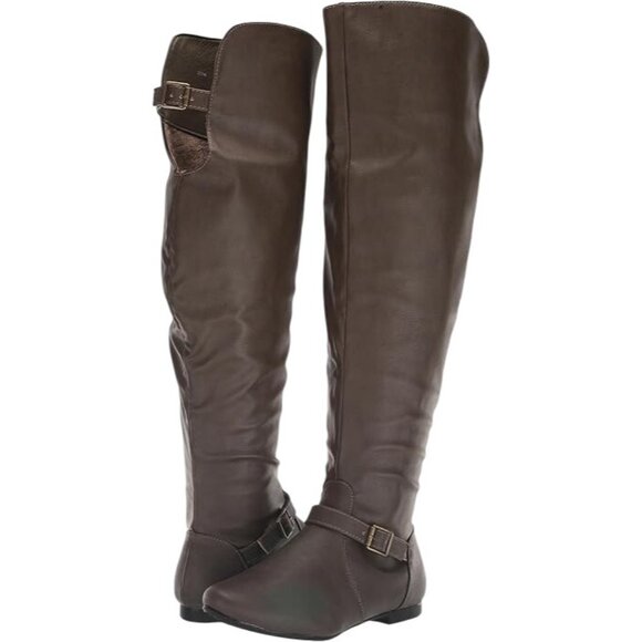 Journee Collection Womens Buckle Accent Asymmetrical Loft Round Toe Zip-up Ridin - Picture 1 of 6